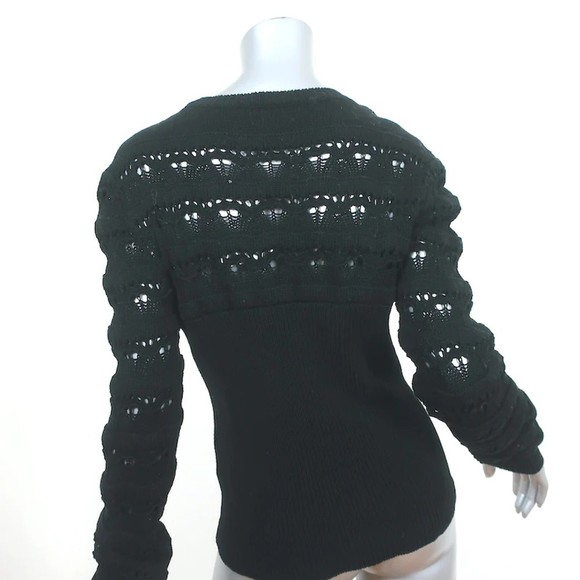 Valentino Sangallo Open Knit Sweater Black Cotton Size Extra Large NEW - Picture 5 of 10